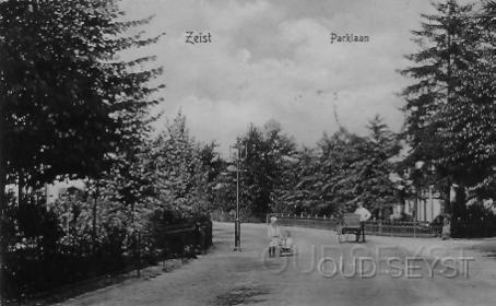 Parklaan-1910-001.jpg - De Parklaan, gezien vanaf de Wilhelminalaan. Rechts gaat de weg in de richting van het Mooielaantje. Foto gemaakt in 1910.